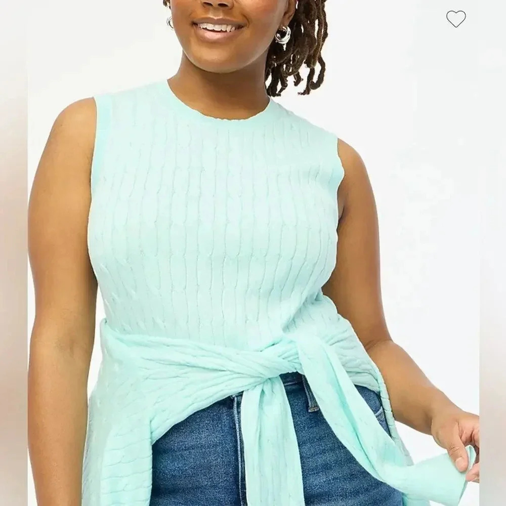 NEW J. Crew Icy Mint Women’s Size 3X Cable Sweater Shell NWT